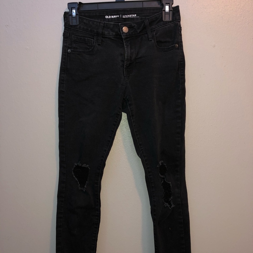 Black Distressed Old Navy Rockstar Jeans